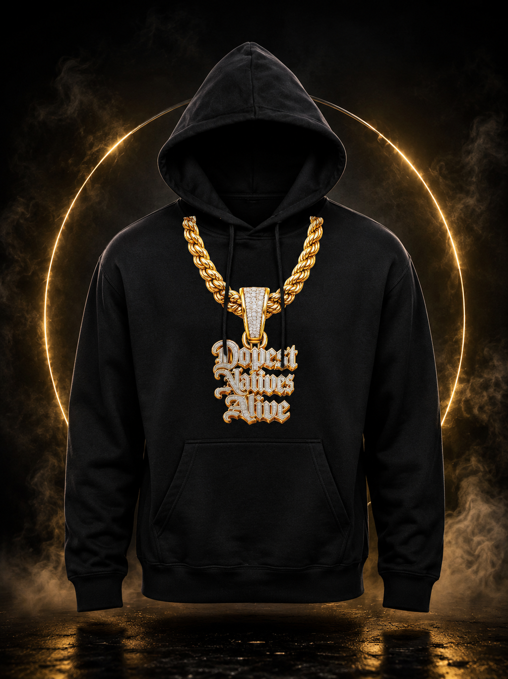 Dopest Natives Alive Bling Chain Hoodie